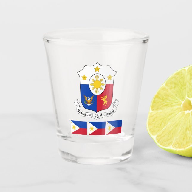 Verre A Shot Drapeau philippin et patriote des Philippines abat (Devant)