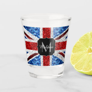 Verre A Shot Drapeau rouge bleu blanc brillant parties scintill
