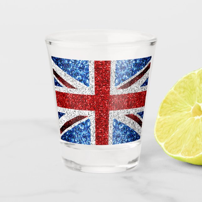 Verre A Shot Drapeau rouge bleu blanc brillant parties scintill (Devant)