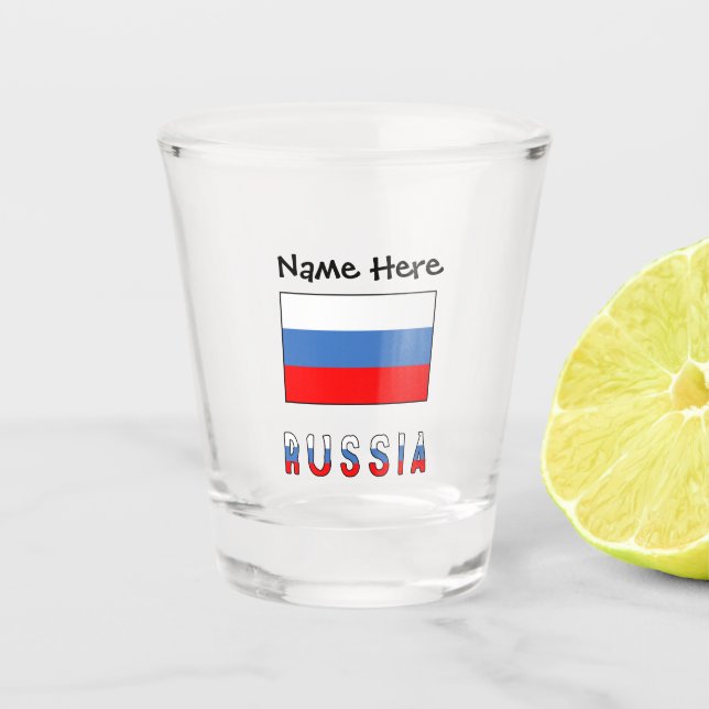 Verre A Shot Drapeau russe avec ton nom Tiré (Devant)