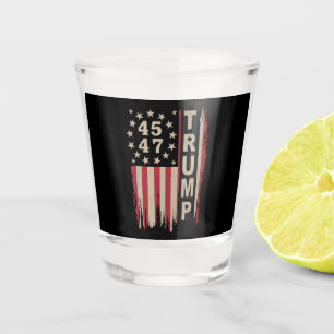 Verre A Shot Drapeau Trump 45 47 Vintage Rétro Amérique USA