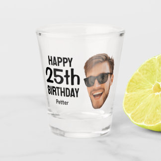 Verre A Shot Drôle Cadeau Personnalisé Homme Visage Photo 25 An
