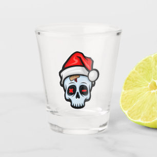 Verre A Shot Drôle crâne de Noël, style de dessin