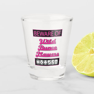 Verre A Shot Drôle de fête rose noir blanc Dice Bunco