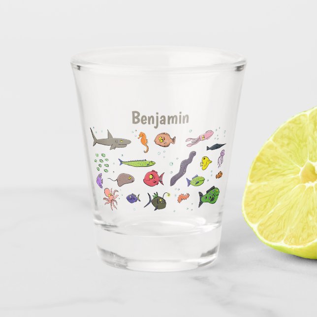 Verre A Shot Drôle des créatures marines dessin motif (Devant)