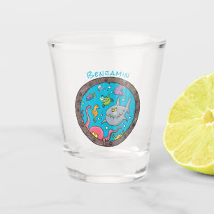 Verre A Shot Drôle des créatures marines sous l'eau dessin anim