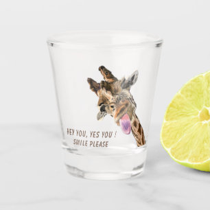Verre A Shot Drôle Giraffe Shot Glass Smile - Texte personnalis