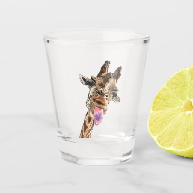 Verre A Shot Drôle Giraffe Shot Glass Smile - Texte personnalis (Devant)