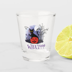 Verre A Shot Drôle Halloween Bewitched Chat noir Quoi?