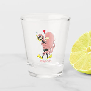 Verre A Shot Drôle pieuvre embrasse plongeur dessin animé humou