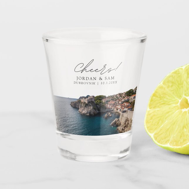 Verre A Shot Dubrovnik Photo Mariage Faveur Cheers Coup De Verr (Devant)
