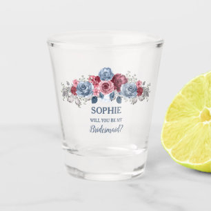Verre A Shot Dusty Blue et Burgundy Be My Bridesmaid ?