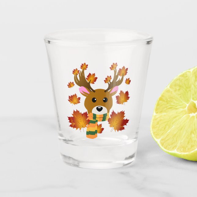 Verre A Shot Écharpe d'automne cerf feuilles d'érable (Devant)
