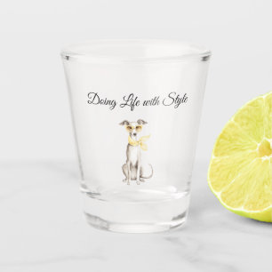 Verre A Shot Écharpe jaune doux Chien blanc 