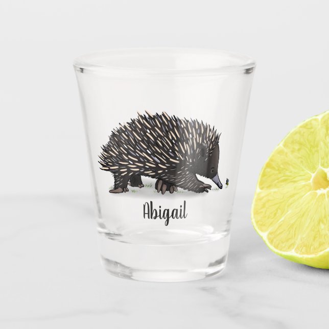 Verre A Shot Echidna mignonne avec dessin animé d'abeille (Devant)