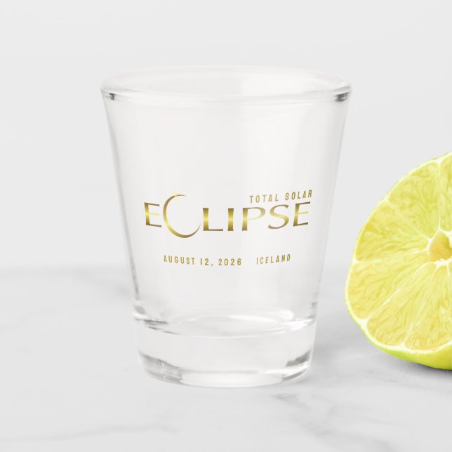 Verre A Shot Éclipse céleste souvenir commémoratif Islande (Devant)