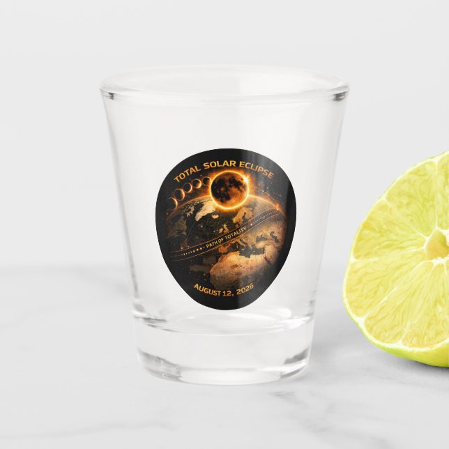 Verre A Shot Éclipse solaire totale 12 août 2026 (Devant)