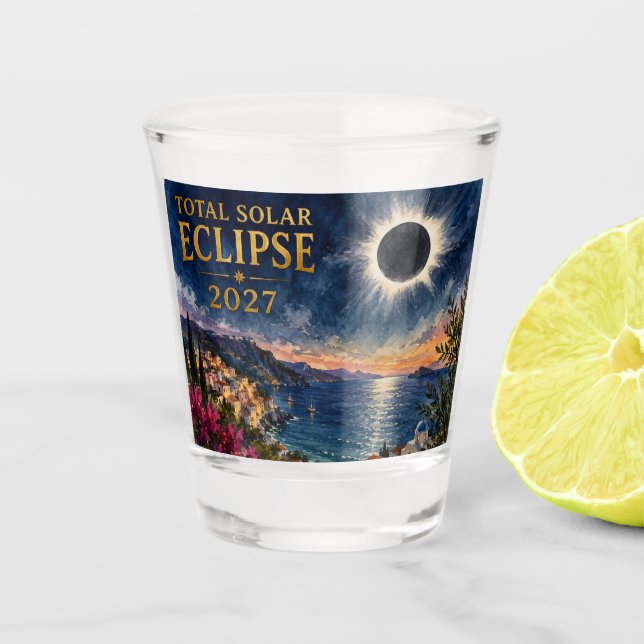 Verre A Shot Éclipse solaire totale 2027 Méditerranée  (Devant)