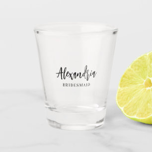Verre A Shot Écriture Élégante Nom Personnalisé de Demoiselle d