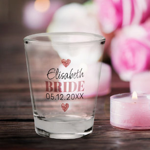 Verre A Shot Écriture Moderne Élégante Cœurs Pailletés Personna