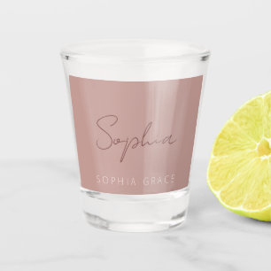 Verre A Shot Écriture moderne Rose poudrée Fête girly manuscrit