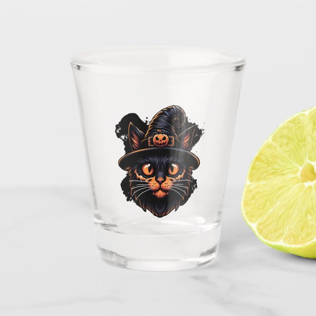Verre A Shot Éffrayant Casquette de sorcière Kitty (Devant)