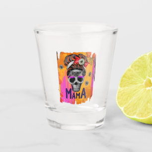 Verre A Shot Éffrayant Mama - Messy Bun Skull