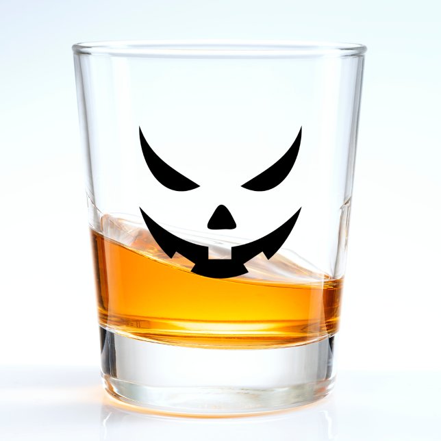 Verre A Shot Éffrayant noir Jack-o'-lantern visage Citrouille H (black jack o lantern pumpkin face shot glass)