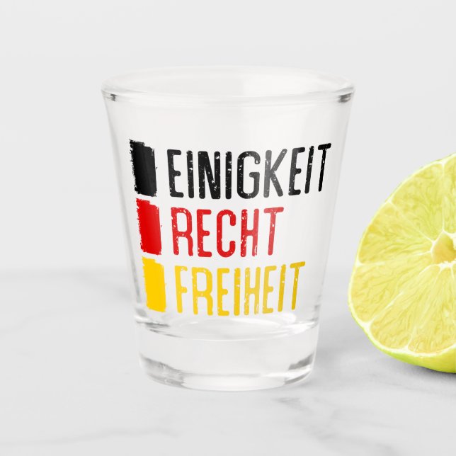 Verre A Shot Einigkeit Recht Freiheit, devise allemande (Devant)