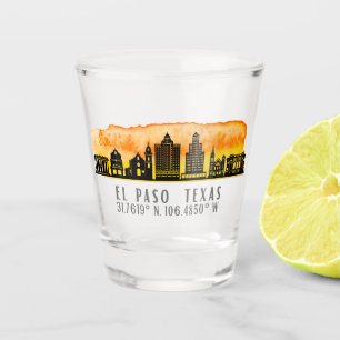 Verre A Shot El Paso Skyline Latitude & Longitude Vitre à prise