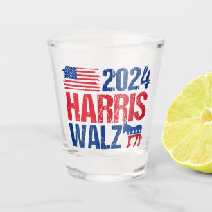 Verre A Shot Élection démocrate d'âne de Harris Walz 2024