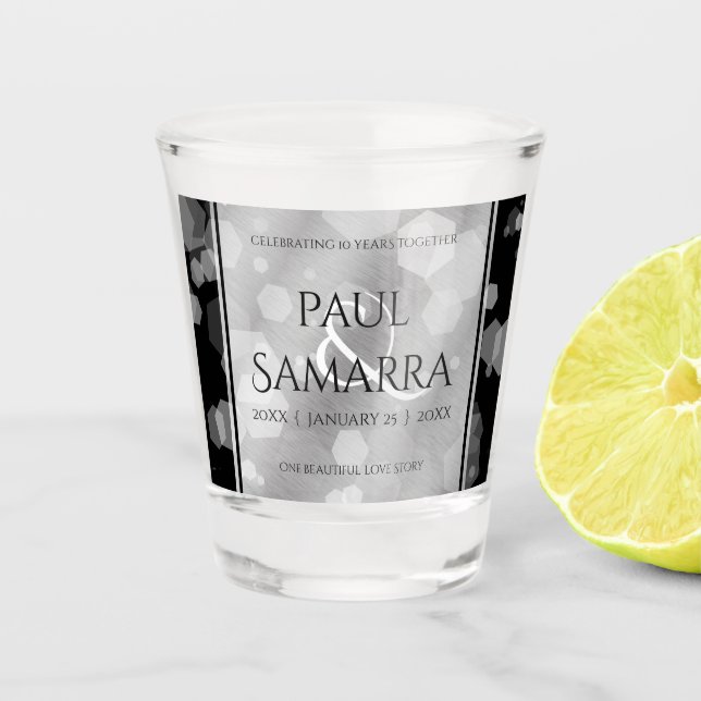 Verre A Shot Élégant 10ème anniversaire de la Mariage Tin (Devant)