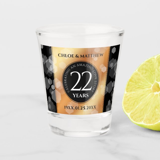 Verre A Shot Élégant 22e anniversaire de Mariage de cuivre (Devant)