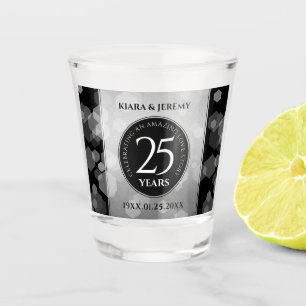 Verre A Shot Élégant 25e anniversaire de Mariage d'argent