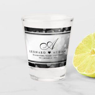 Verre A Shot Élégant 70e anniversaire de Mariage Platinum