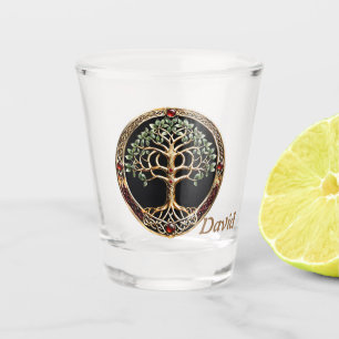 Verre A Shot Élégant arbre noble de vie avec noeud celtique.