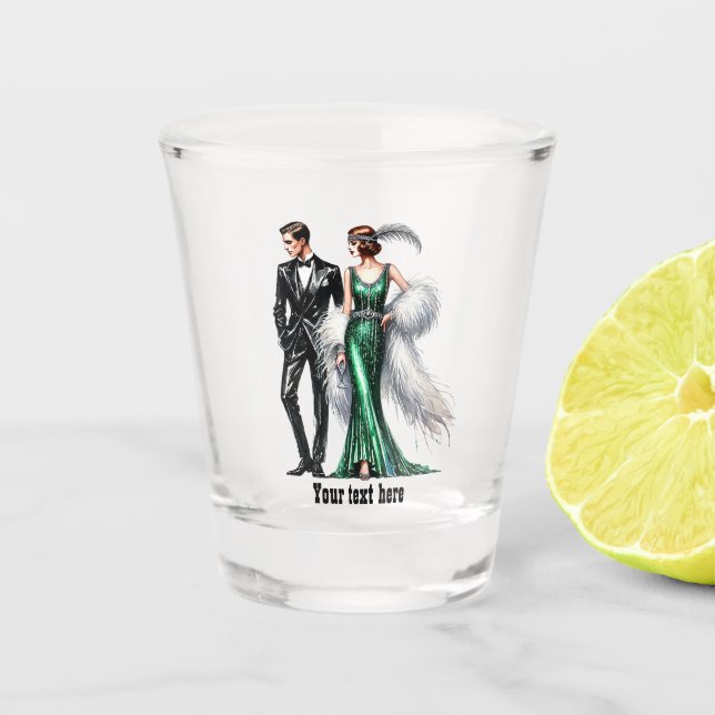 Verre A Shot Elegant Art Deco couple customizable (Devant)