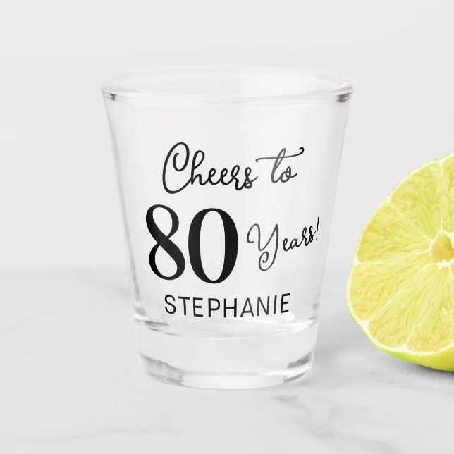 Verre A Shot Elegant Black Cheers to 80 Years 80th Birthday (Devant)