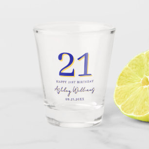 Verre A Shot Elégant bleu jaune moderne 21e anniversaire