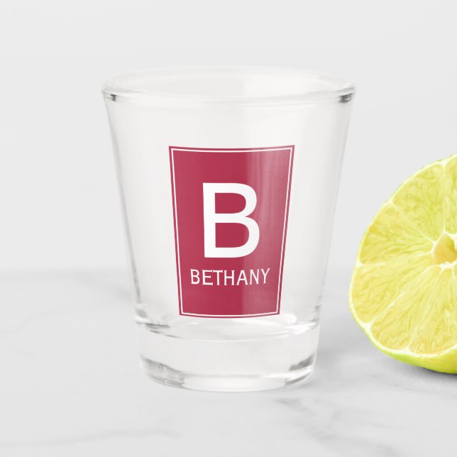 Verre A Shot Elegant Burgundy Monogram Personalised (Devant)