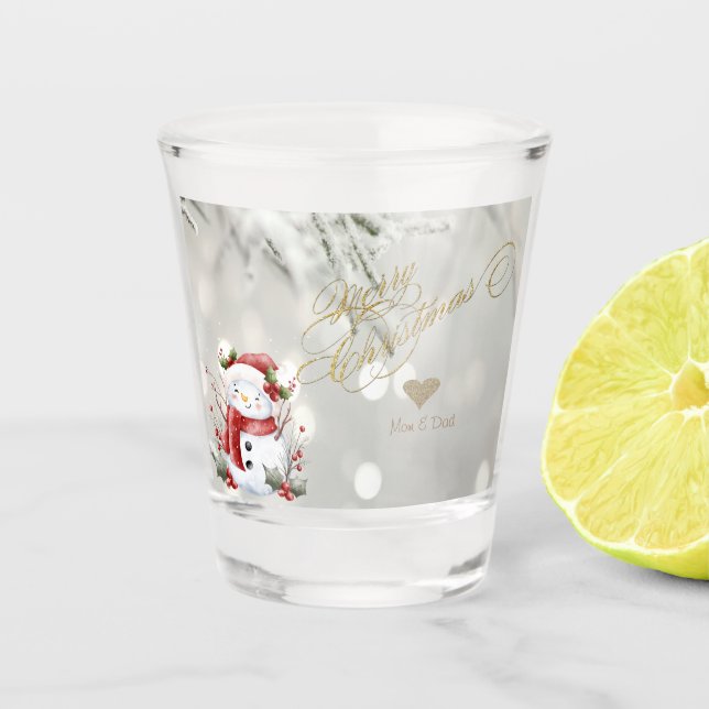 Verre A Shot Élégant flocon de neige en forme de cœur pailleté  (Devant)