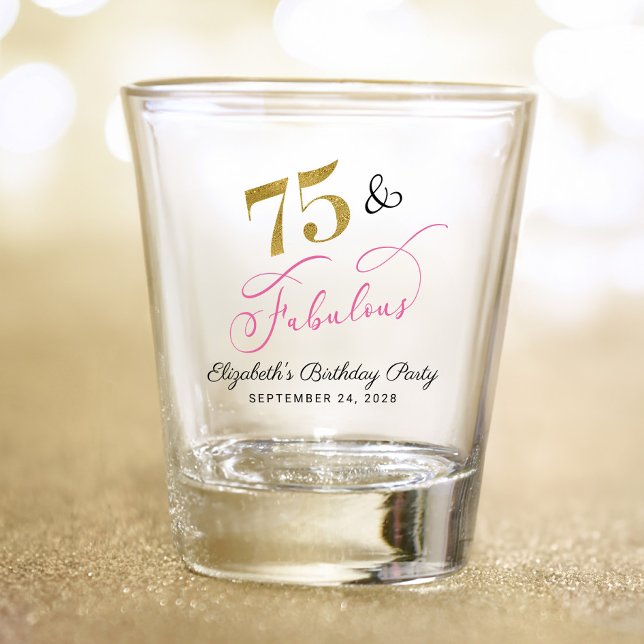 Verre A Shot Elégant Gold Pink 75e fête d'anniversaire Favor (Créateur téléchargé)
