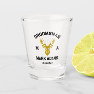 Verre A Shot Élégant Groomsmen Cadeau Cerf Tête Vintage Monogra
