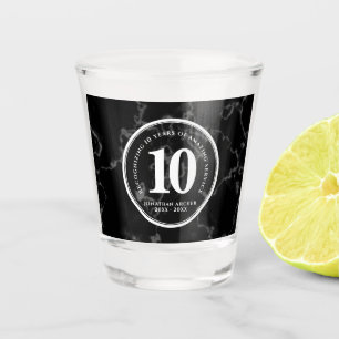 Verre A Shot Élégant marbre noir 10 ans de travail Anniversaire