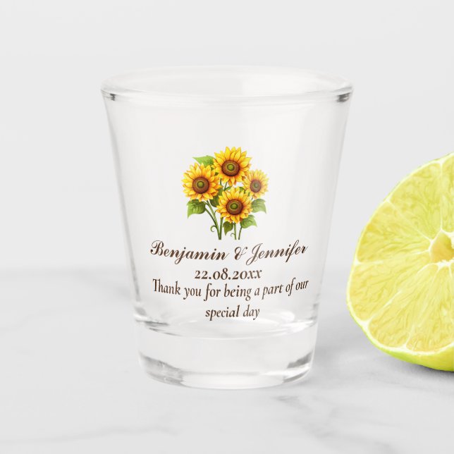 Verre A Shot Elégant Moderne Rustique Sunflower Wedding favoris (Devant)