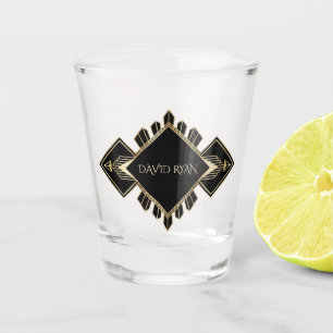 Verre A Shot Élégant Monogramme Gold et Black Art Déco