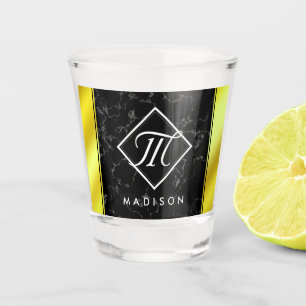 Verre A Shot Élégant noir marbre & or / laiton Monogramme d'hui