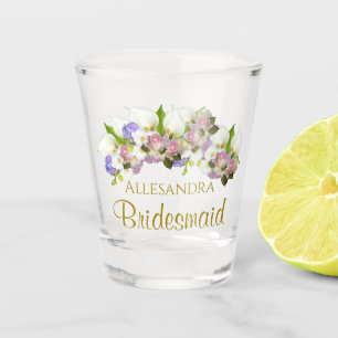 Verre A Shot Elégant Pastel Floral Bridesmaid Mariage Favor