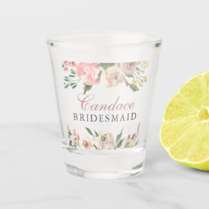 Verre A Shot Élégant Robe de Demoiselle d'Honneur Fleurie Rose