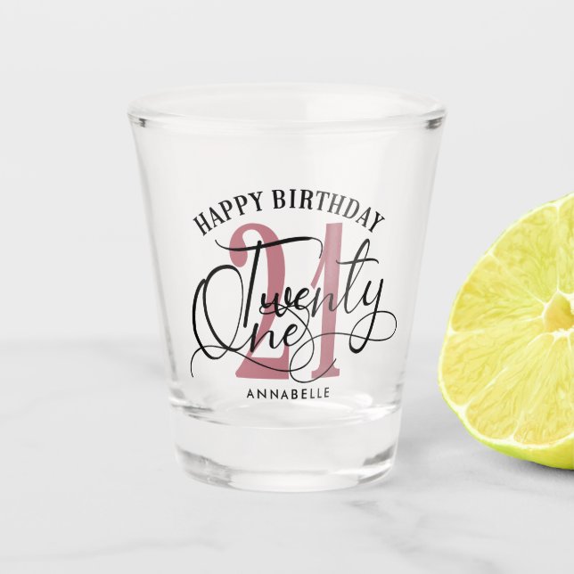 Verre A Shot Elégant Rose Gold & Black 21e anniversaire  (Devant)